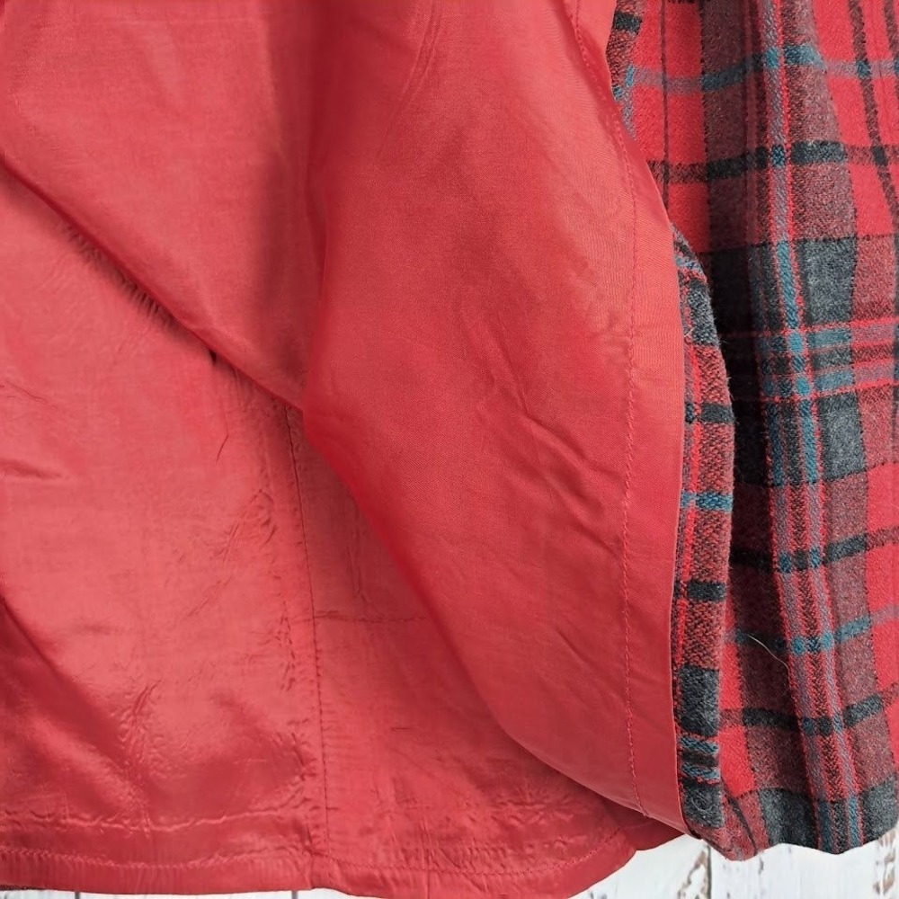 Vintage FORENZA 14 Red Blue Tartan Plaid Wool Blend‎ Fringed Wrap Skirt - Picture 5 of 7